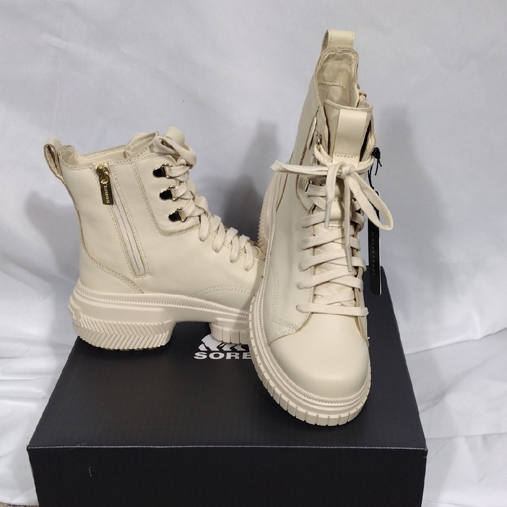 NIB Sorel ONA AVE Women's Waterproof Lace Boot Honey White Sea Salt size…